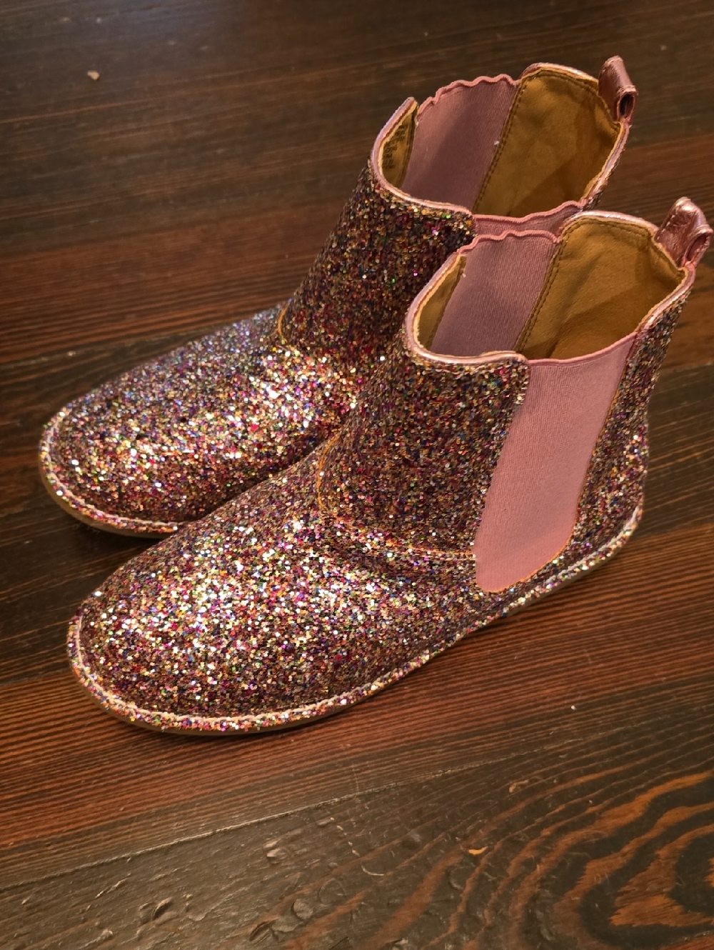 JCrew Kids Glitter Chelsea Boots - Pink Multicolor